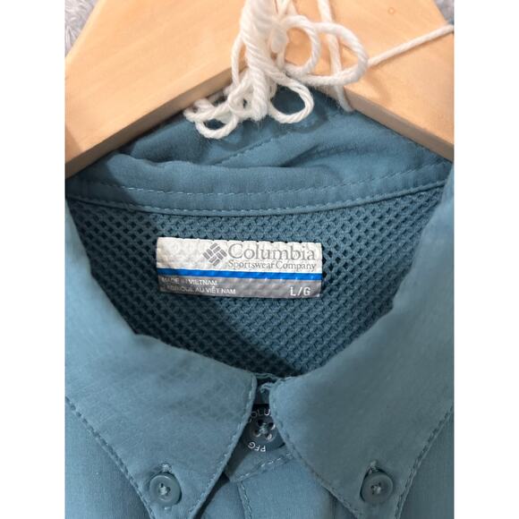 Columbia PFG Omni-Shade Vented Fishing Shirt Men’s Large Teal Long Sleeve - Picture 14 of 15